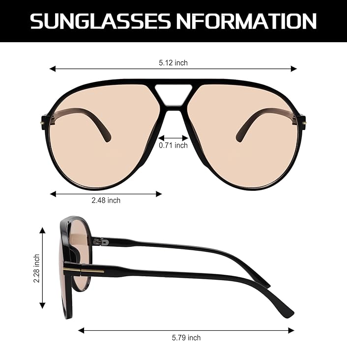 Amara | Retro Oversized Aviator Sunglasses with UV400 Protection | Unisex Design for Timeless Style 4