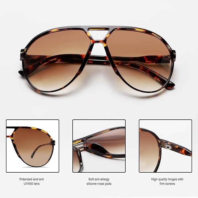 Amara | Retro Oversized Aviator Sunglasses with UV400 Protection | Unisex Design for Timeless Style 7