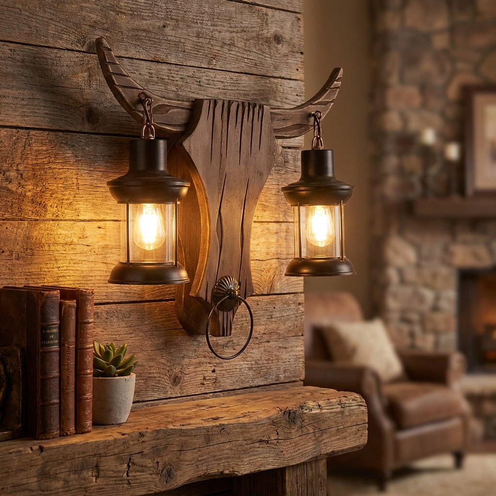 Antiquorix | Double Lantern Wall Fixture with LED Illumination | Vintage Design for Cozy Ambiance 0