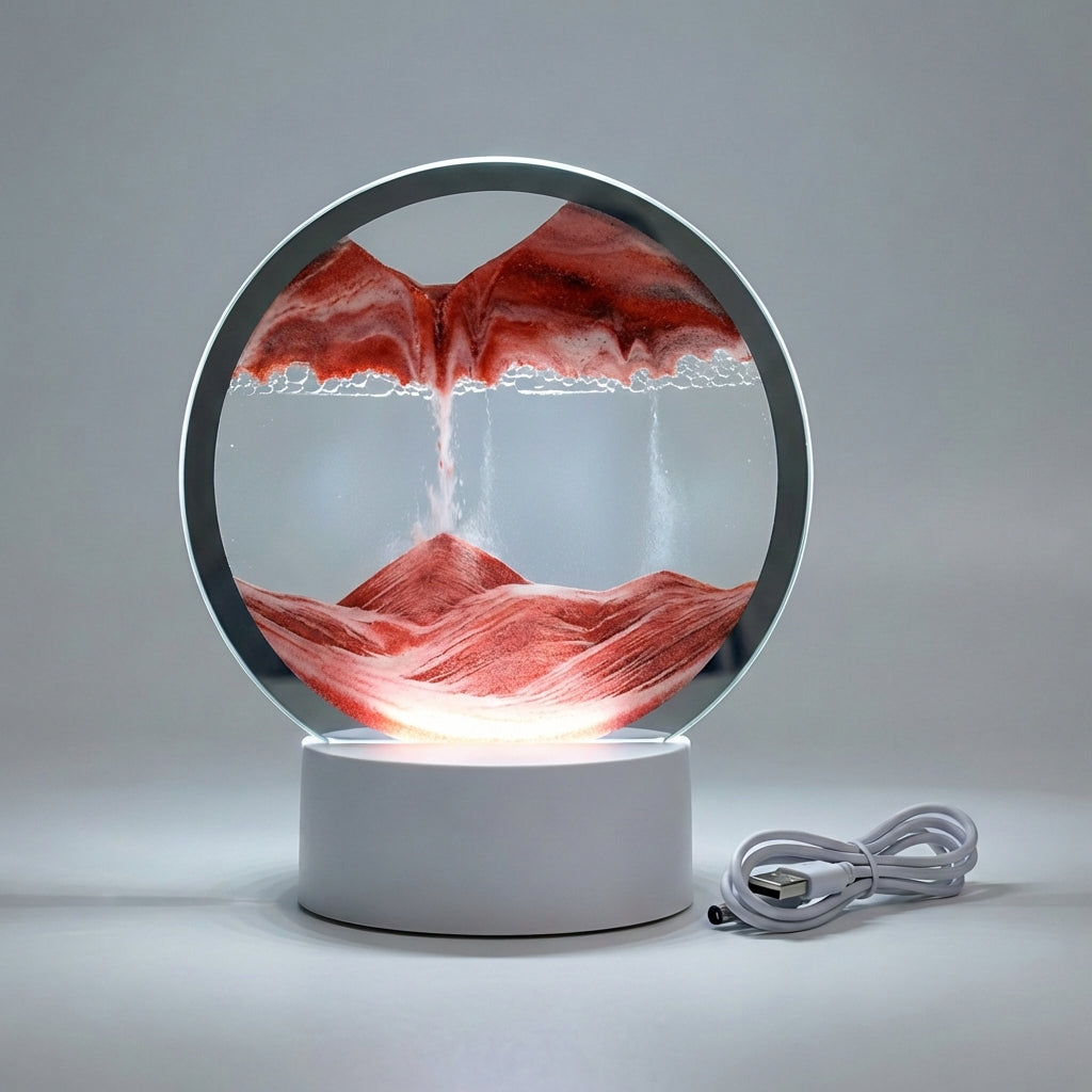 AquaDrift | Modern Circular Sand Art Lamp with LED Lighting | Soothing Visual Display for Relaxation 7
