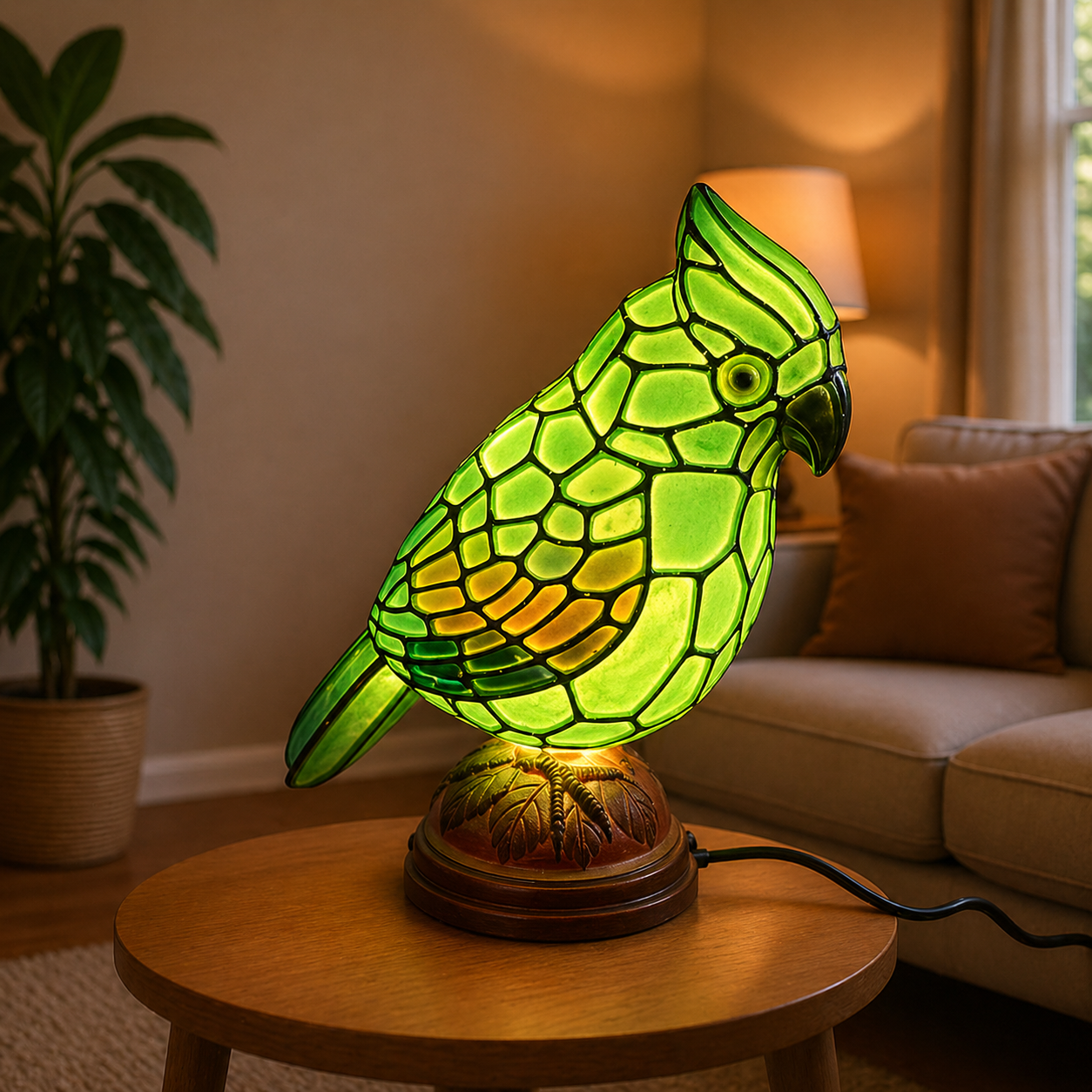 Art Glass Table Lamp | USB Powered with Soft Ambient Light | Decorative Nightstand Lamp for Cozy Bedroom Atmosphere 6