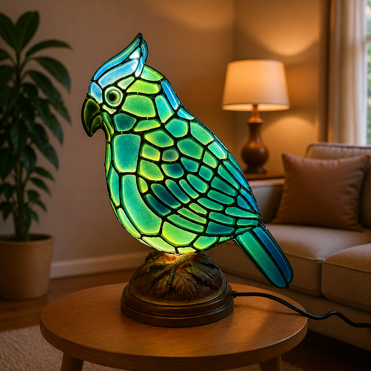 Art Glass Table Lamp | USB Powered with Soft Ambient Light | Decorative Nightstand Lamp for Cozy Bedroom Atmosphere 7