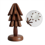 Artisan Wooden Coasters for Drinks with Tree Holder | Elegant Walnut Design for Stylish Surface Protection 1