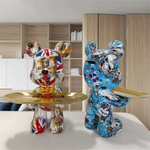 Artistic Bear Figurine | Modern Blue and Gold Decor with Luxurious Finish | Unique Accent for Contemporary Interiors 2