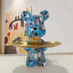 Artistic Bear Figurine | Modern Blue and Gold Decor with Luxurious Finish | Unique Accent for Contemporary Interiors 3