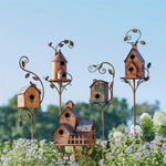 Artistic Metal Garden Stake Birdhouse with Durable Design | Unique Outdoor Decor for Bird Lovers 0