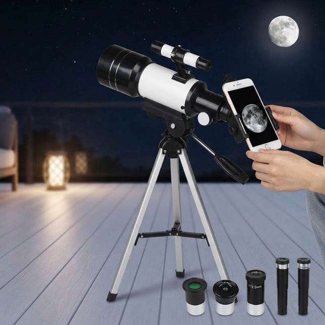 Telescope for Beginners, Refractor Telescope with Tripod and Phone Mount, Astronomical Telescope for Moon Watching