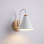 AureliaLamp | Downward Cone Shade Sconce with Natural Wood Accent | Modern Minimalist Wall Light for Cozy Illumination 4