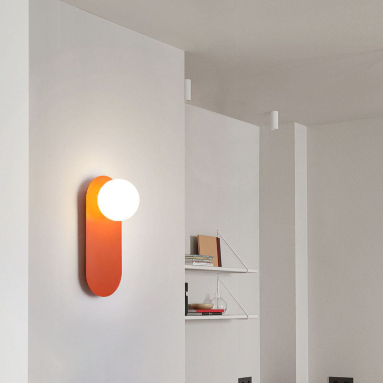 AuroraGlow | Stylish Modern Glass Wall Sconce with Orange Base 0