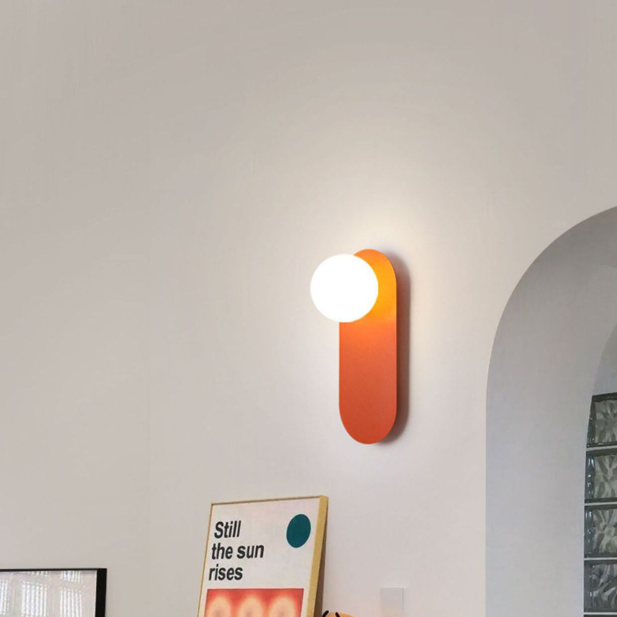 AuroraGlow | Stylish Modern Glass Wall Sconce with Orange Base 7