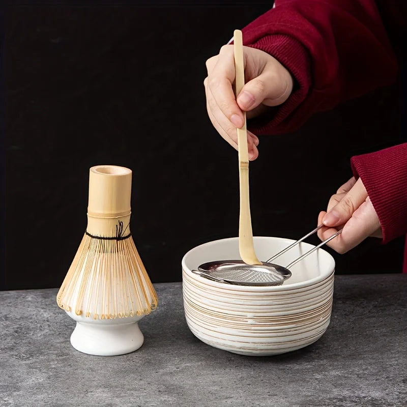 Authentic Matcha Tea Whisk Set | Complete 6-Piece Pottery Tools for Perfect Tea Preparation 0