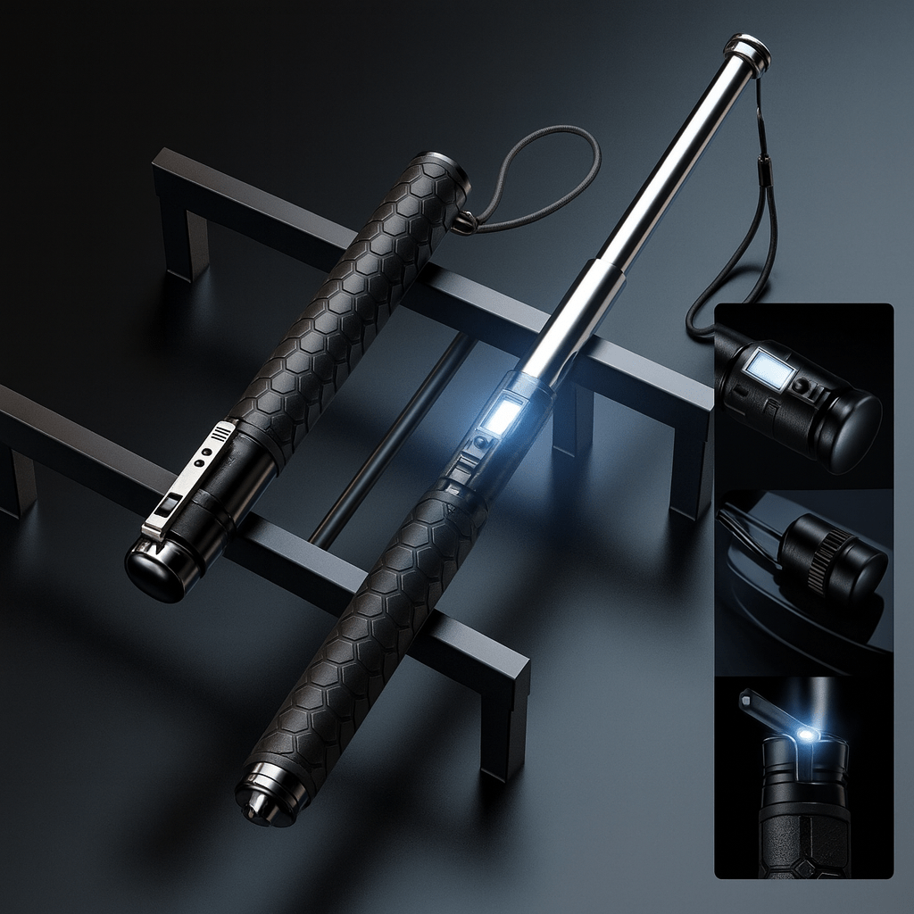 Automatic Self-Defense Walking Stick with Quick-Deploy Mechanism | Adjustable Ergonomic Design for Enhanced Stability 1