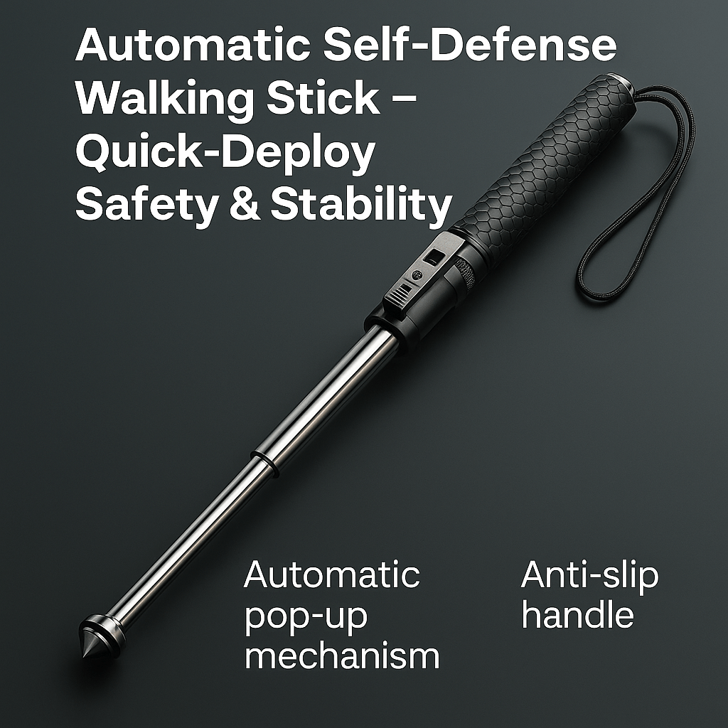 Automatic Self-Defense Walking Stick with Quick-Deploy Mechanism | Adjustable Ergonomic Design for Enhanced Stability 6