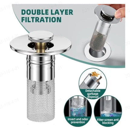 Sink Stopper Pop Up, Stainless Steel Sink Drain Strainer Basket