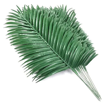 Artificial Palm Leaves 12 Pack, Tropical Leaves for Party Decorations, Fake Palm Tree Leaves for Tropical Decor