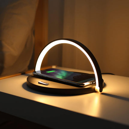 Bedside Lamp with Wireless Charger, Dimmable LED Bedside Table Lamp