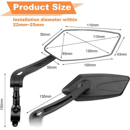 Bike Mirrors 2 Pack, Foldable Bike Handlebar Mirror – image 7