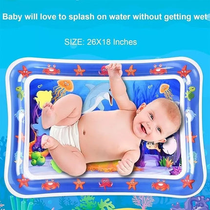 Tummy Time Mat for Babies, Inflatable Baby Water Play Mat with Floating Shapes, BPA Free Tummy Time Water Mat
