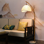 BambooGlow | Elegant Modern Standing Floor Lamp with Fabric Shade 4
