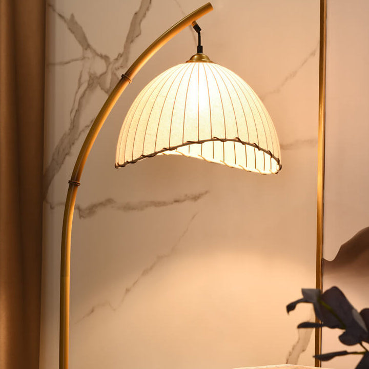 BambooGlow | Elegant Modern Standing Floor Lamp with Fabric Shade 5