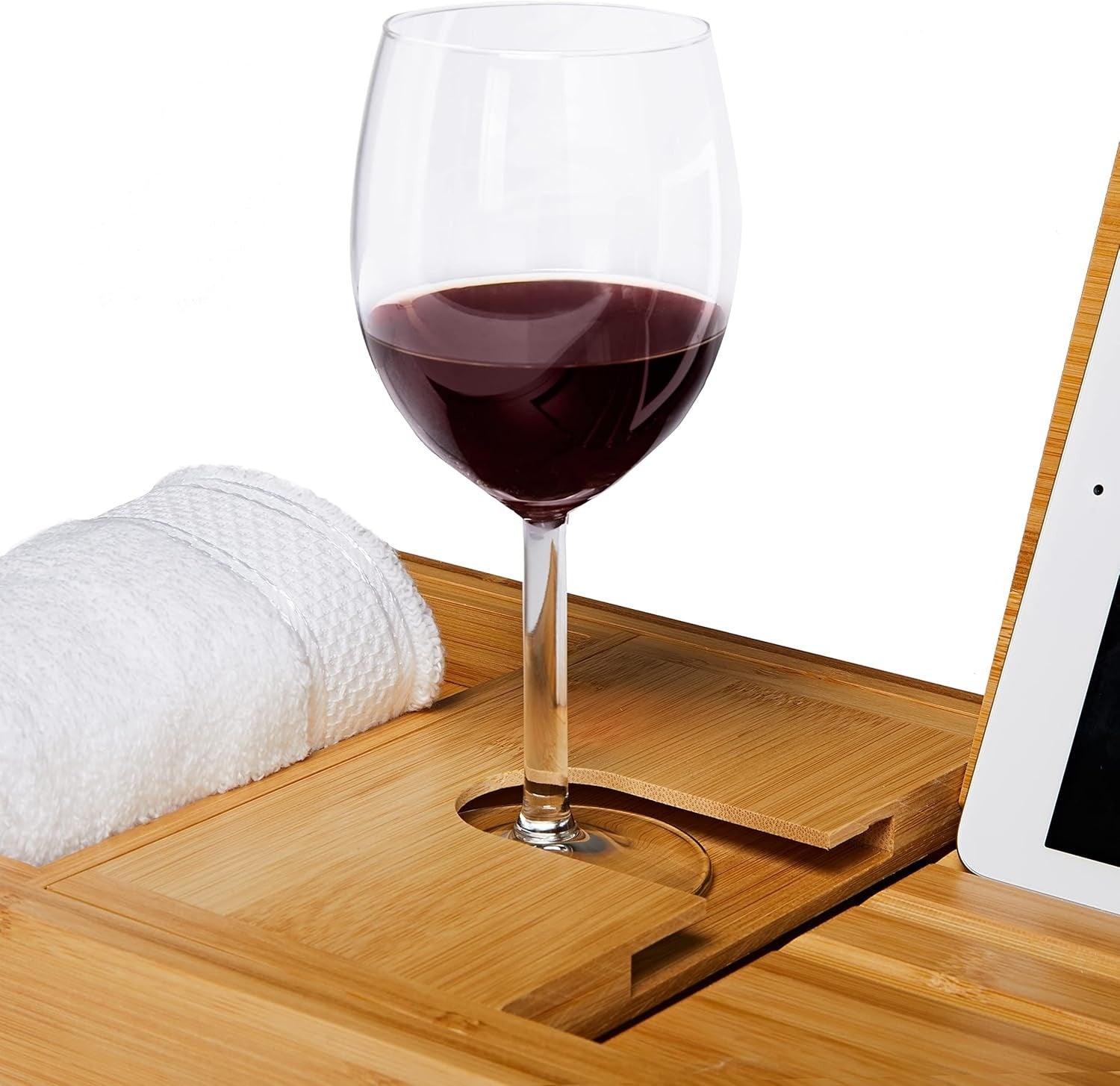 Bamboo Bath Caddy Tray | Adjustable Design with Wine Glass Holder | Perfect for Relaxation 5