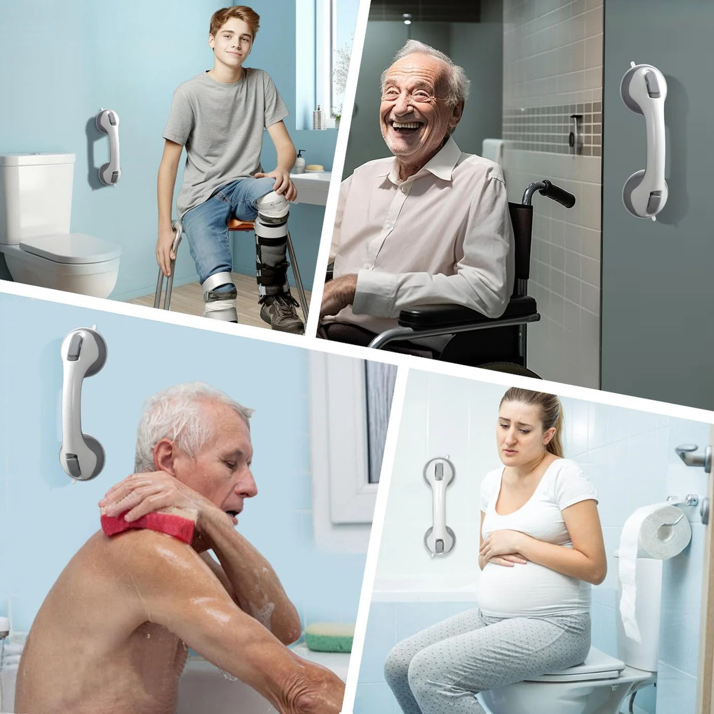 Bathroom Safety Grab Bar with Suction Cups | Portable Design for Enhanced Stability 0