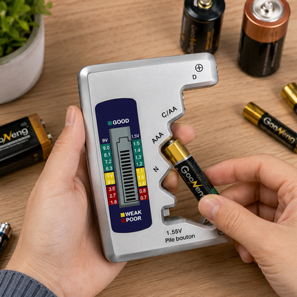 Battery Testers with LCD Display, AAA and AA Battery Checker, Digital Battery Tester for C, D, 9V and Button Cell Batteries