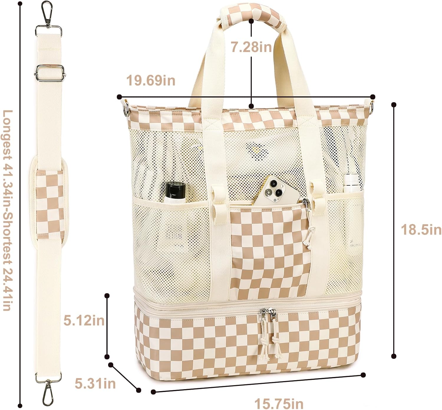 Beach Tote Bag with Insulated Cooler Compartment | Spacious Design for Summer Adventures 4