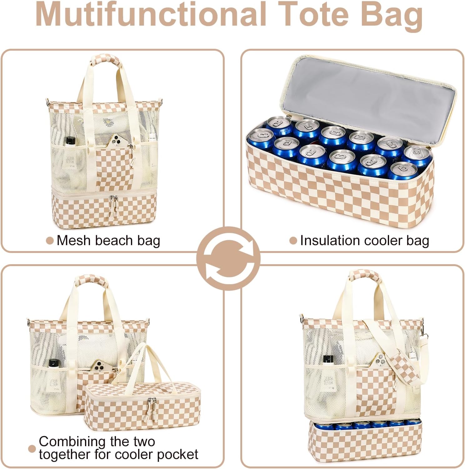 Beach Tote Bag with Insulated Cooler Compartment | Spacious Design for Summer Adventures 5