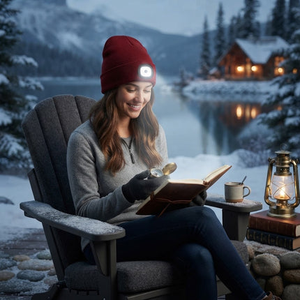 Beanie Hat for Winter with LED Light, Rechargeable Lighted Beanie for Men and Women, Warm Knit Beanie, Unisex Winter Hat