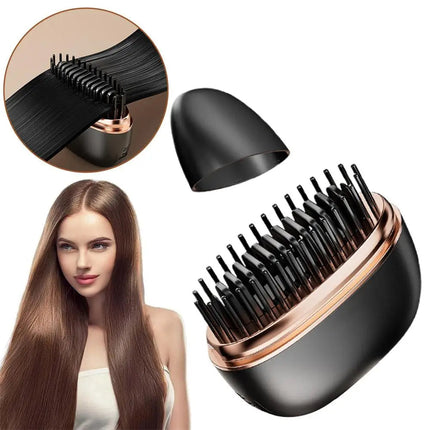 Hair Straightener Comb, Cordless Hot Comb with Ceramic Heat, 2 in 1 Portable Straightening Brush for Travel