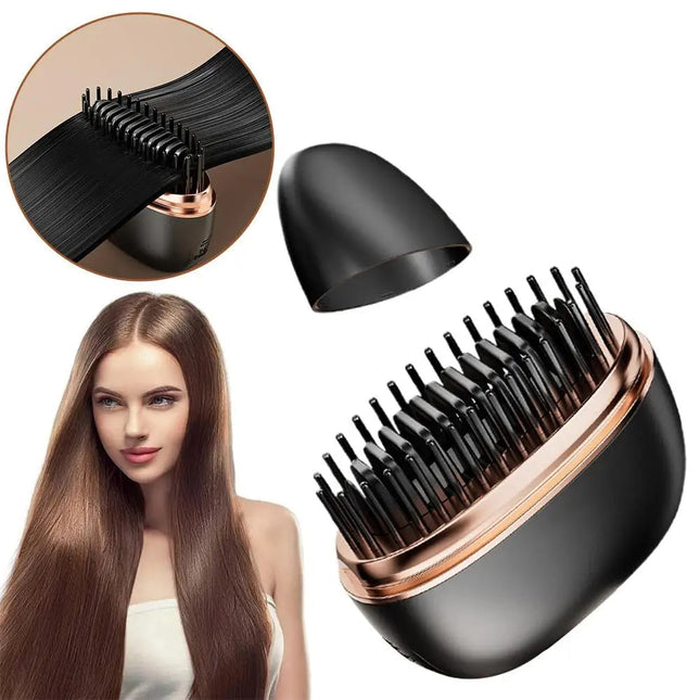 Hair Straightener Comb, Cordless Hot Comb with Ceramic Heat, 2 in 1 Portable Straightening Brush for Travel