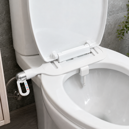 Bidet Attachment for Toilet, Non-Electric Bidet with Dual Nozzle and Adjustable Pressure, Ultra Thin Toilet Bidet
