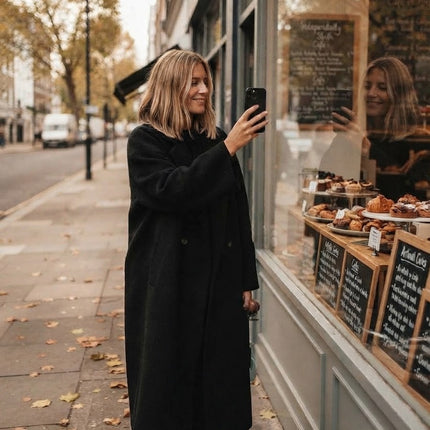 Womens Winter Coat, Oversized Coat with Lapel Collar, Warm Oversized Jacket