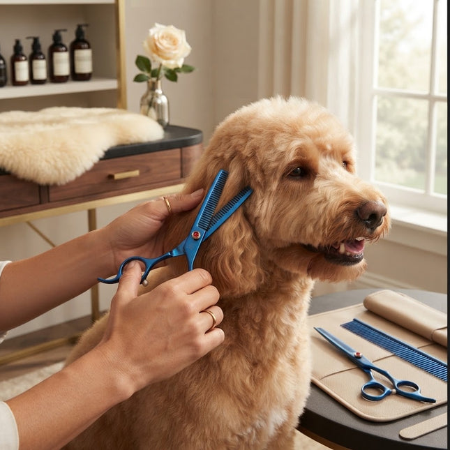 Dog Grooming Scissors, Stainless Steel Dog Grooming Shears with Thinning Scissors