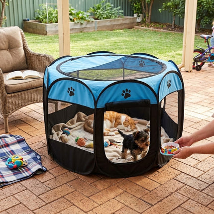 Cat House Indoor and Outdoor, Pop Up Cat Tent and Dog Playpen for Small Dogs, Foldable Mesh Pet Playpen with Zip Doors