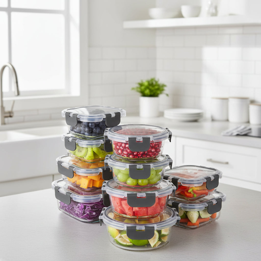 Borosilicate Glass Food Storage Containers Set with Airtight Lids | Durable Meal Prep Solution for Freshness 0