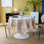 Botanical Linen Tablecloth with Tassel Trim | Elegant Design for Dining Spaces 4