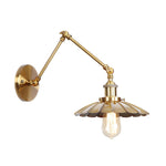 BowLift | Industrial Brass Wall Lamp with Swing Arm & Adjustable Height | Unique Scalloped Design for Versatile Lighting 1