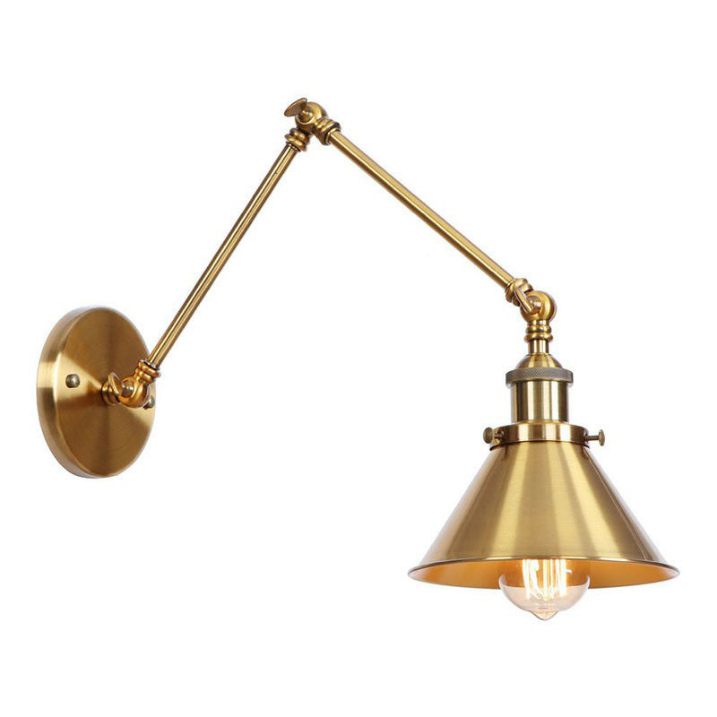 BowLift | Industrial Brass Wall Lamp with Swing Arm & Adjustable Height | Unique Scalloped Design for Versatile Lighting 5