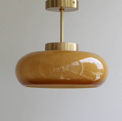 BrassGlow | Elegant Vintage Yellow Glass Semi-Flush Mount Ceiling Light 4