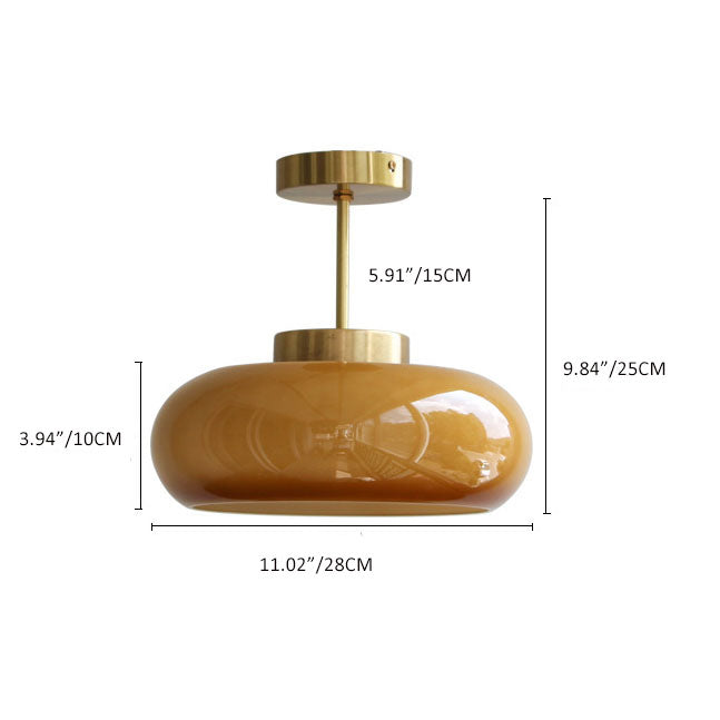 BrassGlow | Elegant Vintage Yellow Glass Semi-Flush Mount Ceiling Light 5