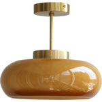 BrassGlow | Elegant Vintage Yellow Glass Semi-Flush Mount Ceiling Light 8