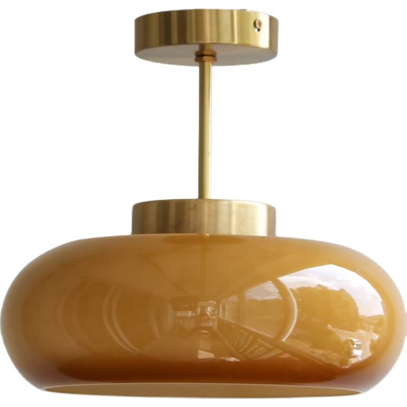 BrassGlow | Elegant Vintage Yellow Glass Semi-Flush Mount Ceiling Light 8