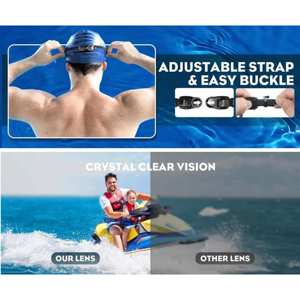 Wide Angle Swim Goggles for Adults, Anti Fog Swimming Goggles with Silicone Seals and 180 Degree Vision for Men and Women