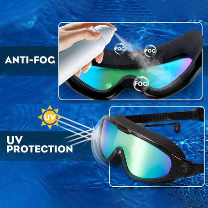 Wide Angle Swim Goggles for Adults, Anti Fog Swimming Goggles with Silicone Seals and 180 Degree Vision for Men and Women