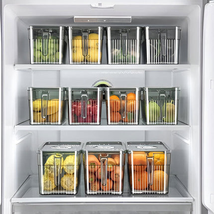 Food Storage Containers for Fridge, Clear Stackable Refrigerator Box with Vented Lid