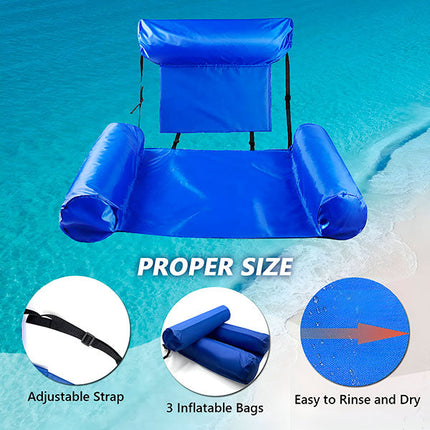 Pool Float, Inflatable Floating Pool Chair with Backrest and Armrests