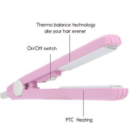 Mini Ceramic Curling Iron, Ceramic Hair Straightener and Curler 2 in 1