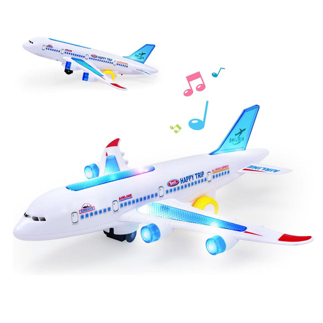 Electric Airplane Toy with Music and Lights, Toy Airplane for Kids with Automatic Obstacle Avoidance, Toy Jet Plane